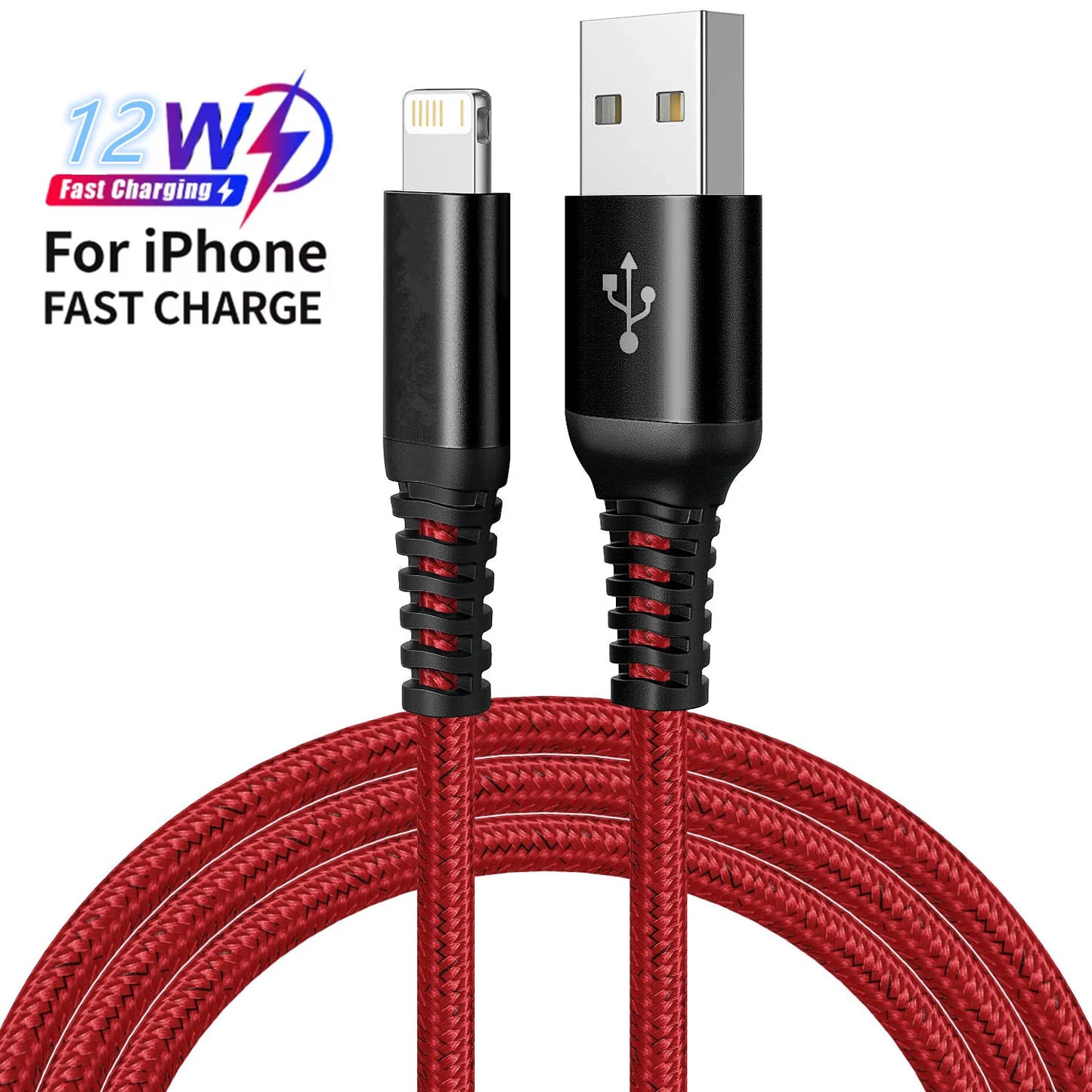 3A USB Cable For iPhone 13 12 11 14 Pro Max XR X XS Max 7 8 Plus iPad iPhone Charger Fast Charging Cord Data Charger Wire 1m2m3m
