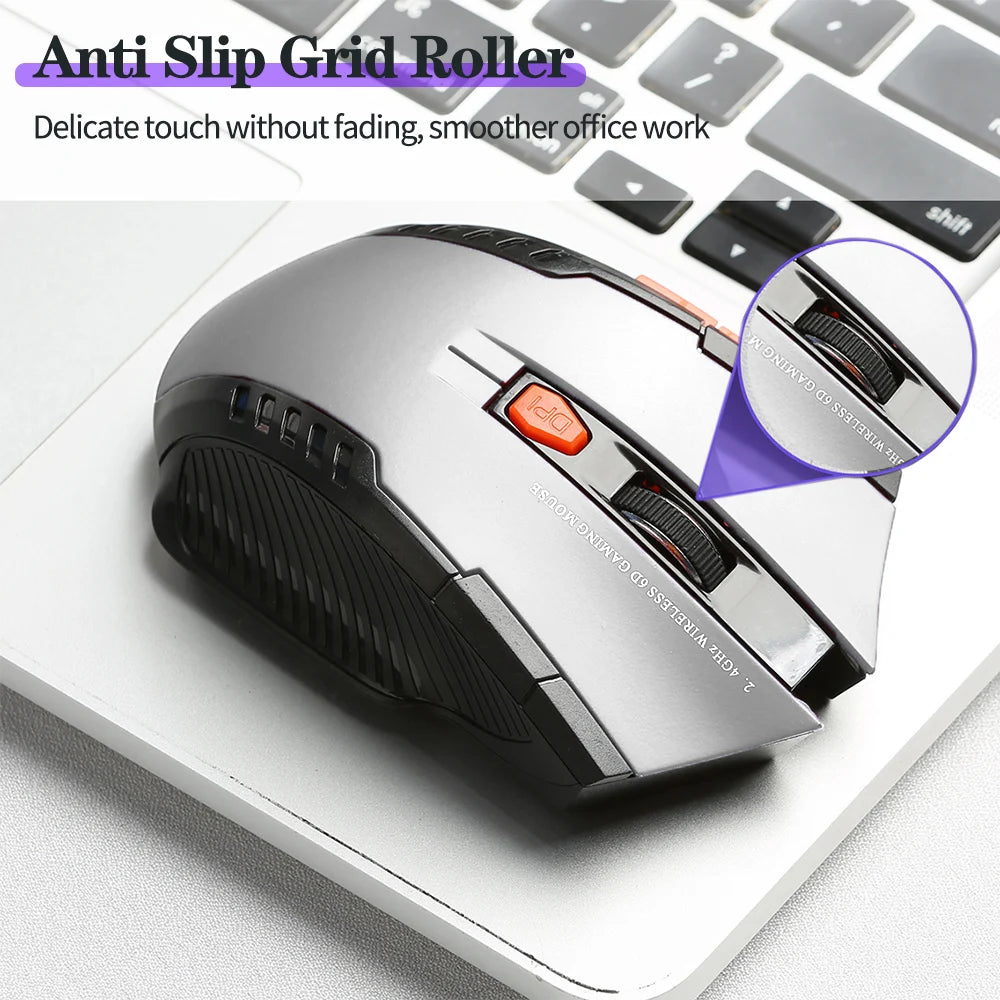 Ergonomic 2.4G Wireless Mouse 6 Buttons Portable Wireless Mouse With USB Receiver Gaming Mouse for PC Laptop Desktop Computer
