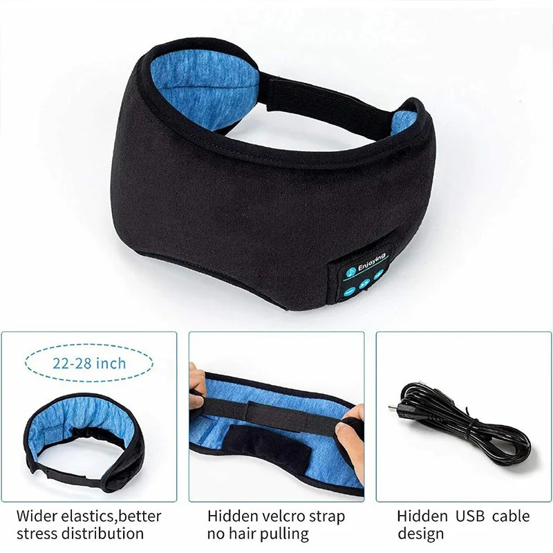 Bluetooth Wireless Headphones Sleeping Eye Mask Earphones Smart Music Sleep Headband Soft Elastic Eye Cover Headset Yoga Travel