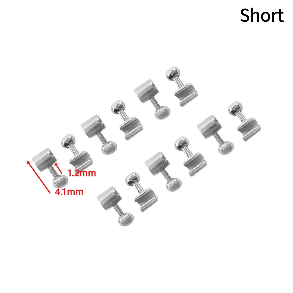 10Pcs/Pack Dental Crimpable Hooks Cross Tube Long Short Right/Left Stainless Steel Multi-function Durable Easy Use Ortho Tools