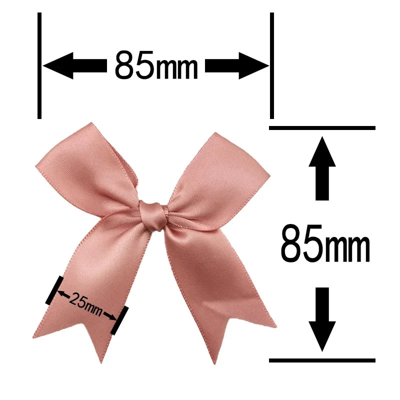 (50pcs) 1 Inch Fresh Pink Ribbon Bows Polyester Satin Bow Flower DIY Craft Decoration
