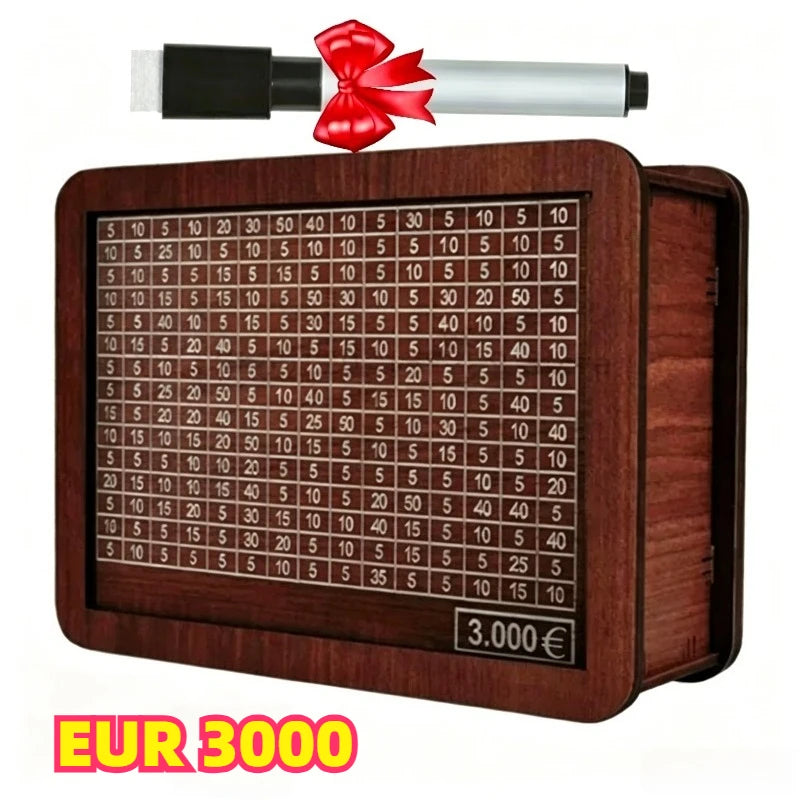 1000/3000/5000/10000 Euro Money Box Wooden Piggy Bank Reusable Personalized Piggy Bank Children Challenge Cash Storage Case