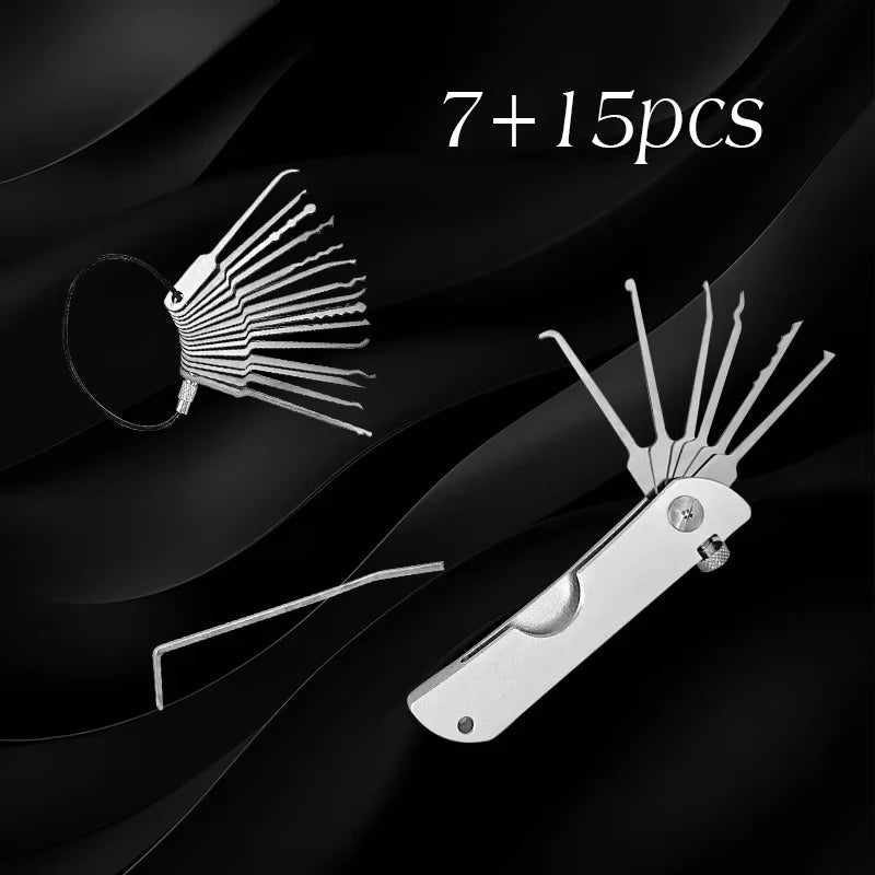 1 set of 22pcs multifunctional lock metal lever pry bar tool knife, outdoor portable metal tool, with keychain
