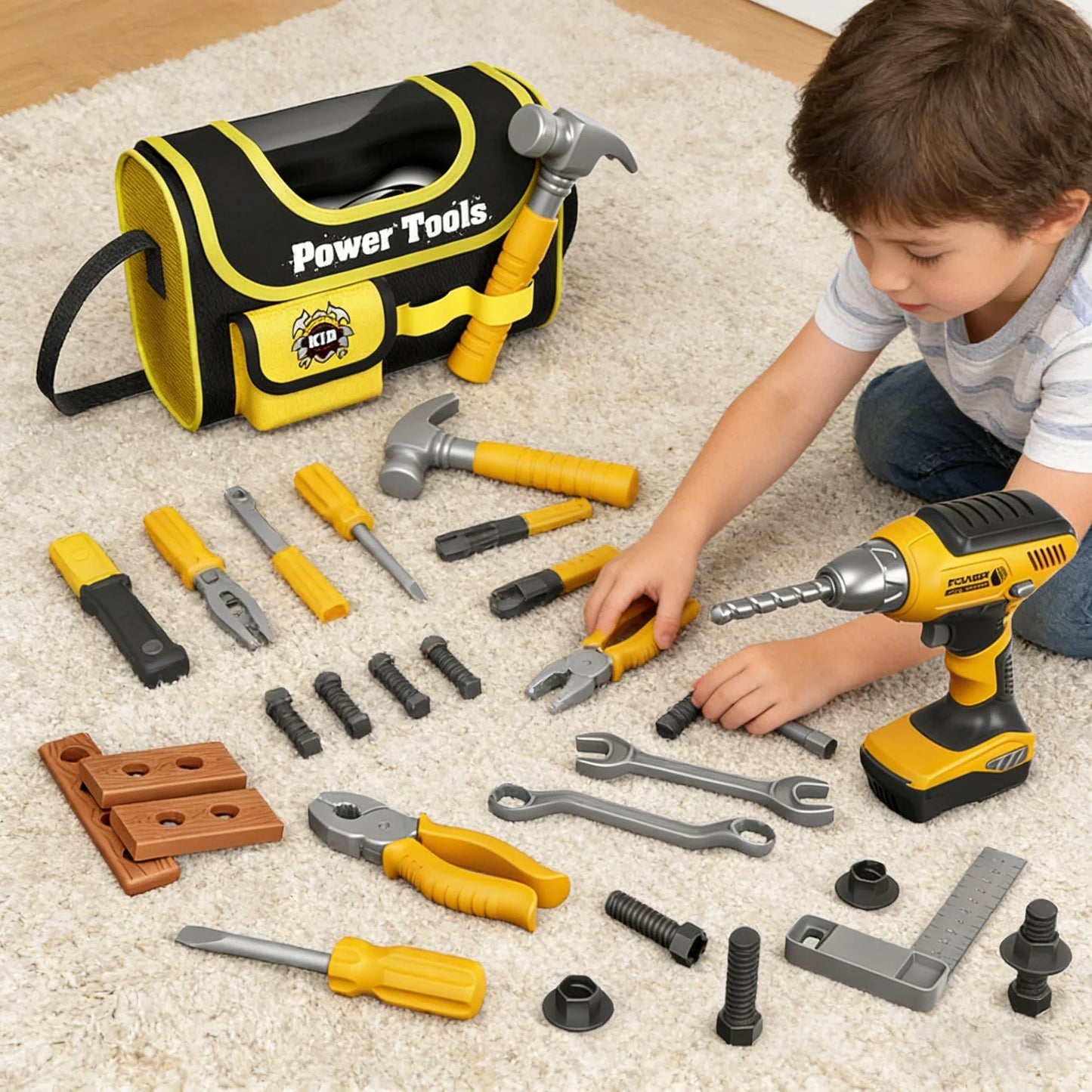 Toolbox Kit Simulation Repair Tools Box Set Drill Educational Toys Plastic Game Engineering Puzzle DIY Toys Gifts for Boys Kids