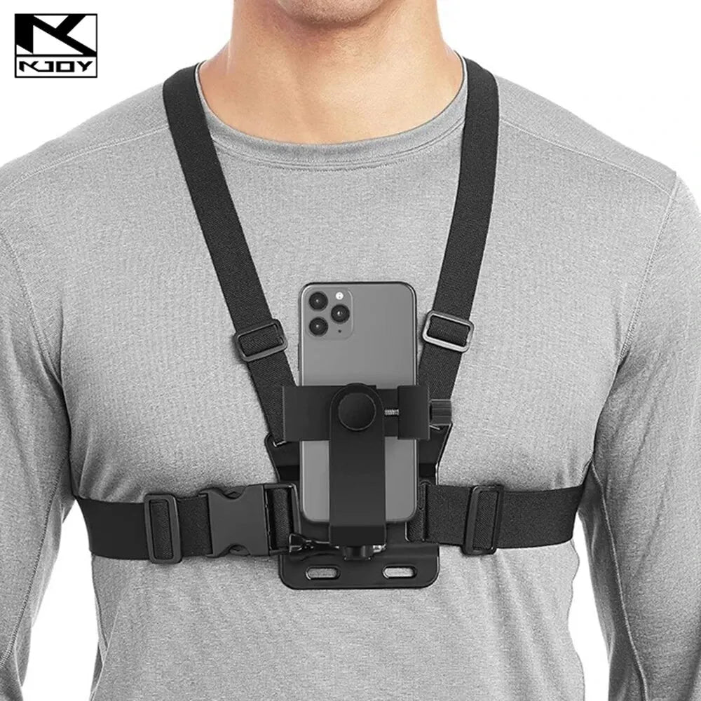Hands-Free Chest Phone Mount–Adjustable POV Holder for Live Streaming, Sports&Travel Vlog,Secure Clip for iPhone Samsung Huawei