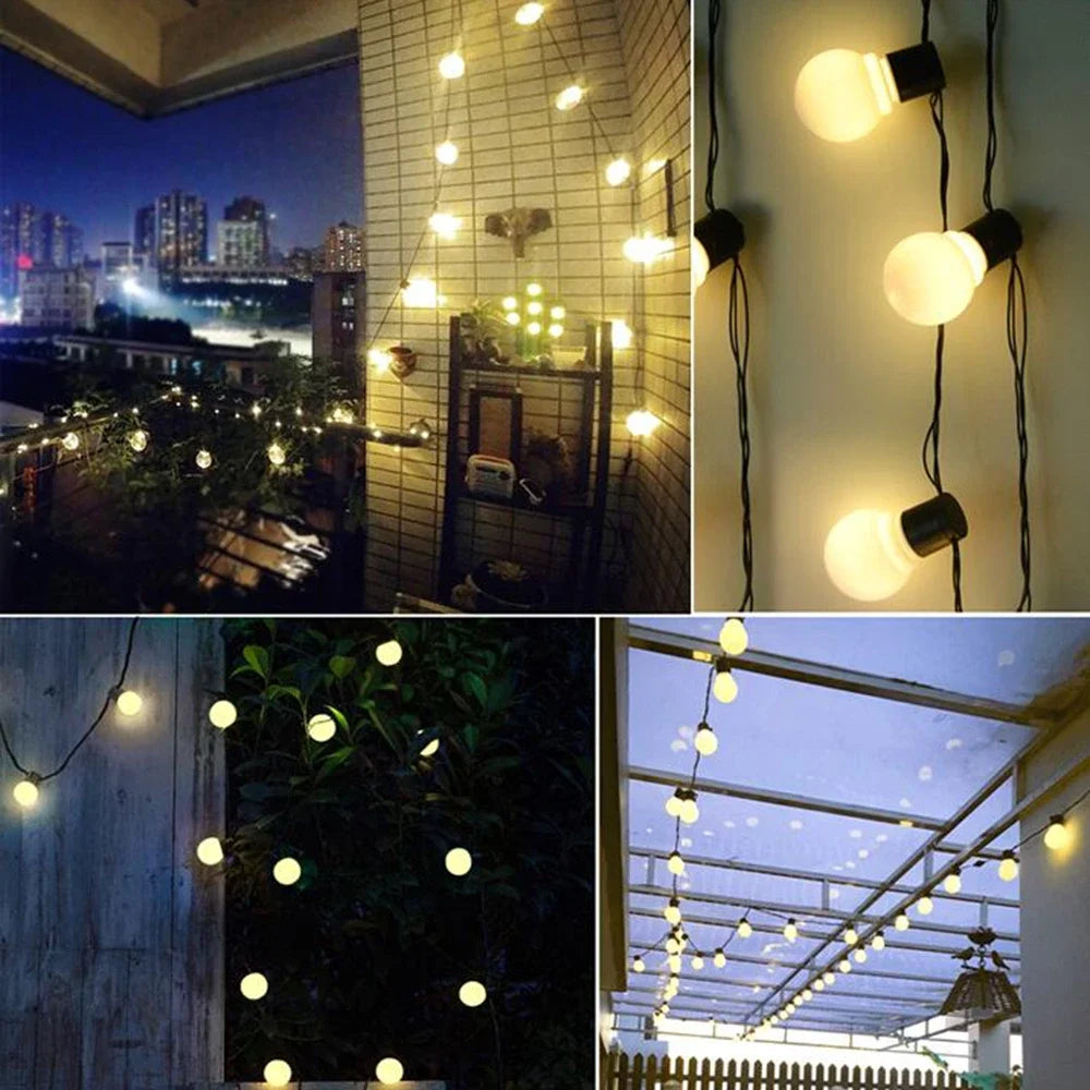 5/7/12M LED Globe Solar Fairy String Lights Bulb Christmas Garland Street Wedding Lamps Outdoor For Party Holiday Garden Patio