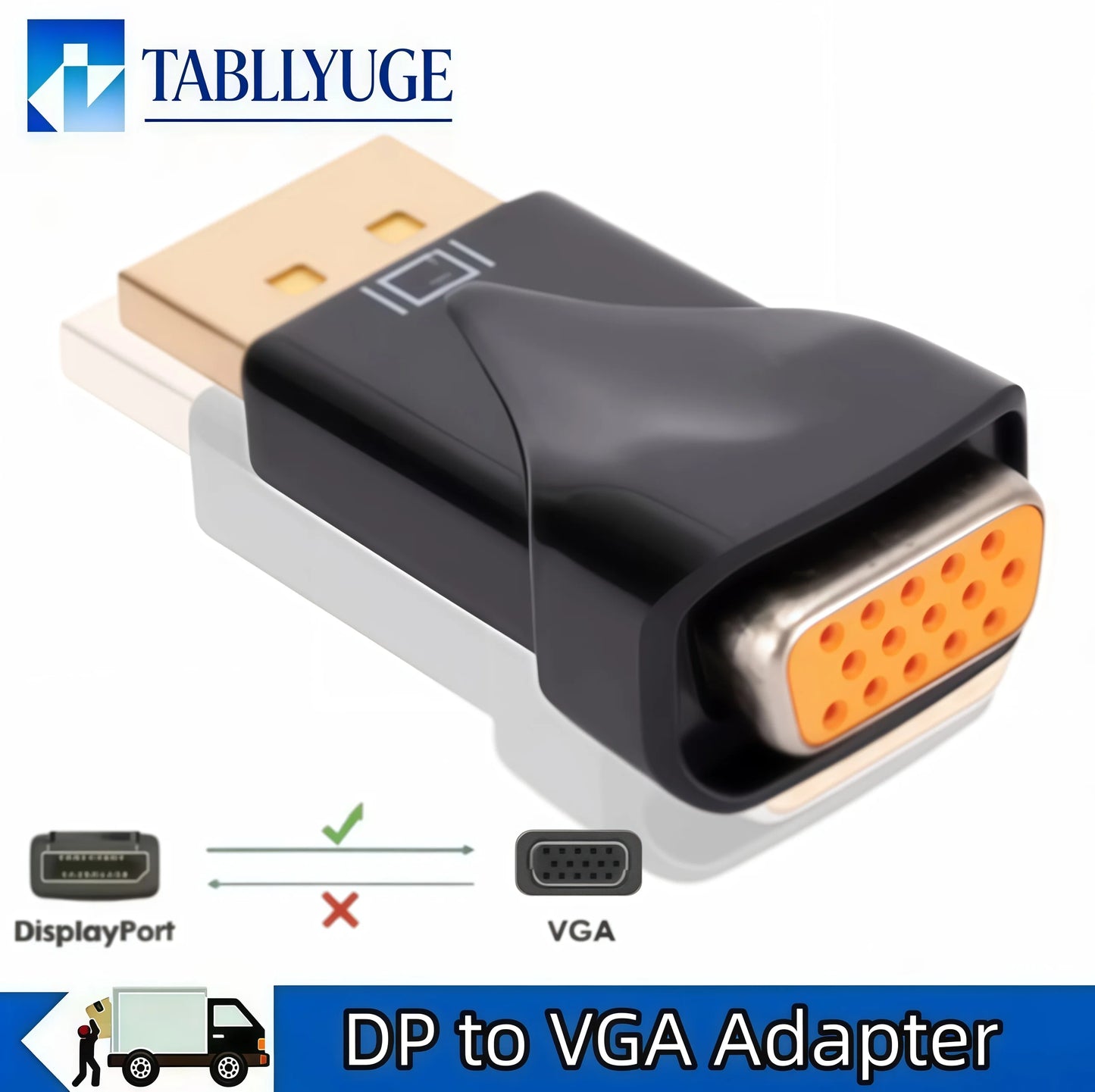 Grwibeou 1080P HD DP to VGA Adapter DisplayPort DP to VGA Converter Suitable for Projectors TVs PCs Laptops Monitors