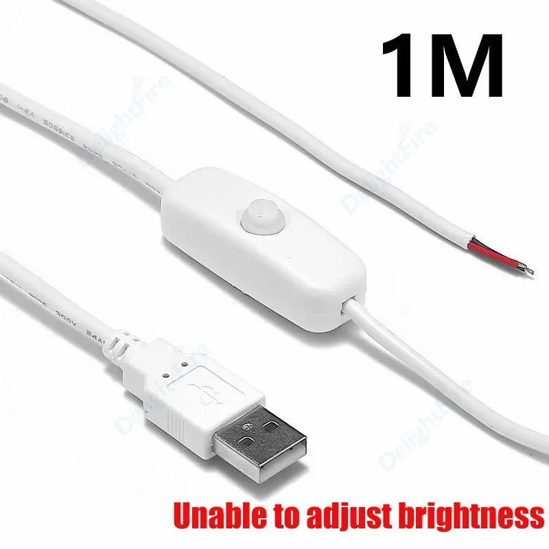 USB A Male 2 Pin Bare Wire USB 5V 3A Pigtail Open End Power Cable for Small Fan USB Equipment Installed Replace Repair DIY Cord