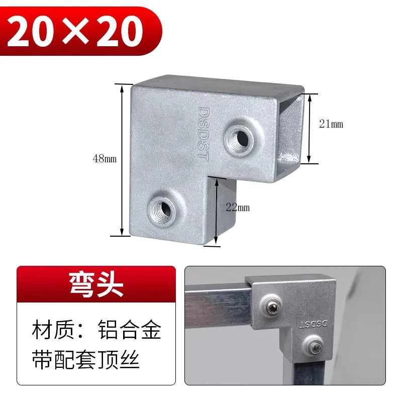 20/25/30mm Square Tube Connectors Galvanized Aluminum Alloy Square Tube Connector Tee Fasteners Square Steel Fixed Clips