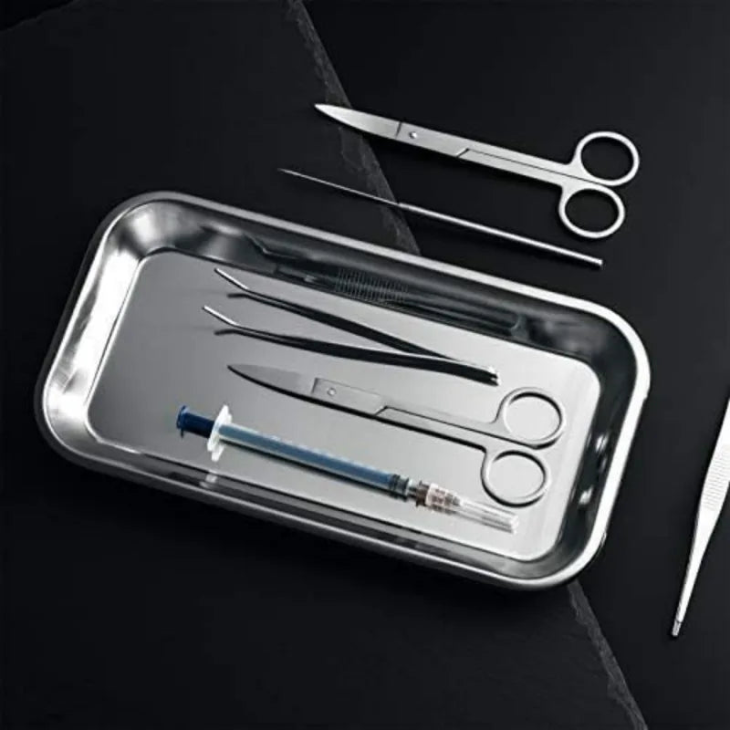1pc Stainless Steel Lab Trays - Polished Surface, Durable Multi-Purpose for Lab, Surgical & Tattoo Tools, Easy-Clean Containers