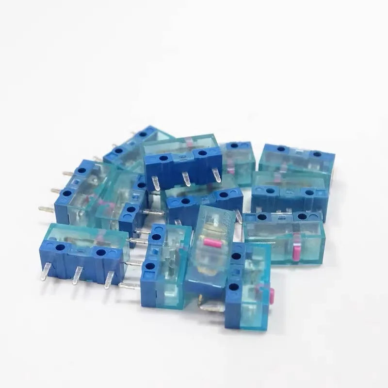 10Pcs HUANO Micro Switch Buttons Blue Transparent Shell Pink & Yellow Dots Options 80 Million & 30 Million Clicks Free Shipping