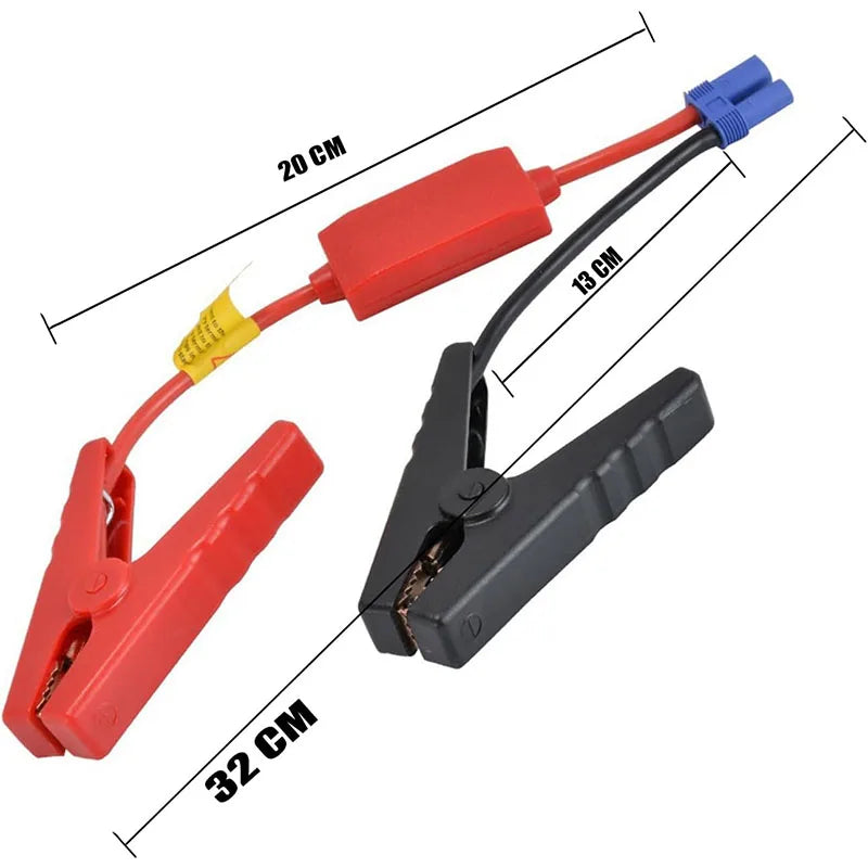 Car Jump Starter Cable with EC5 Plug Connector Clamps Reverse Charge Prevention Auto Battery Booster Emergency Start Module