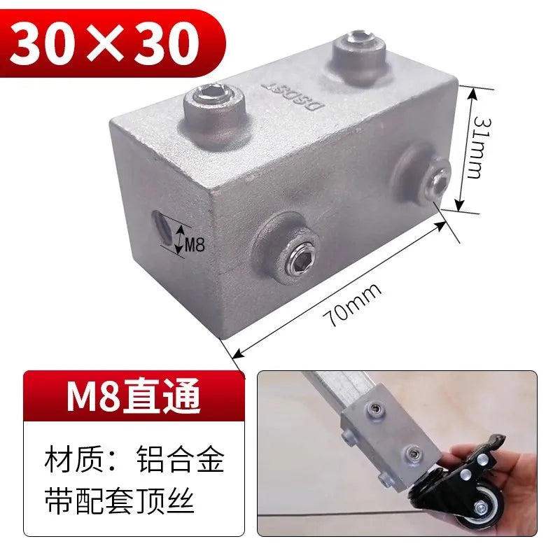 20/25/30mm Square Tube Connectors Galvanized Aluminum Alloy Square Tube Connector Tee Fasteners Square Steel Fixed Clips