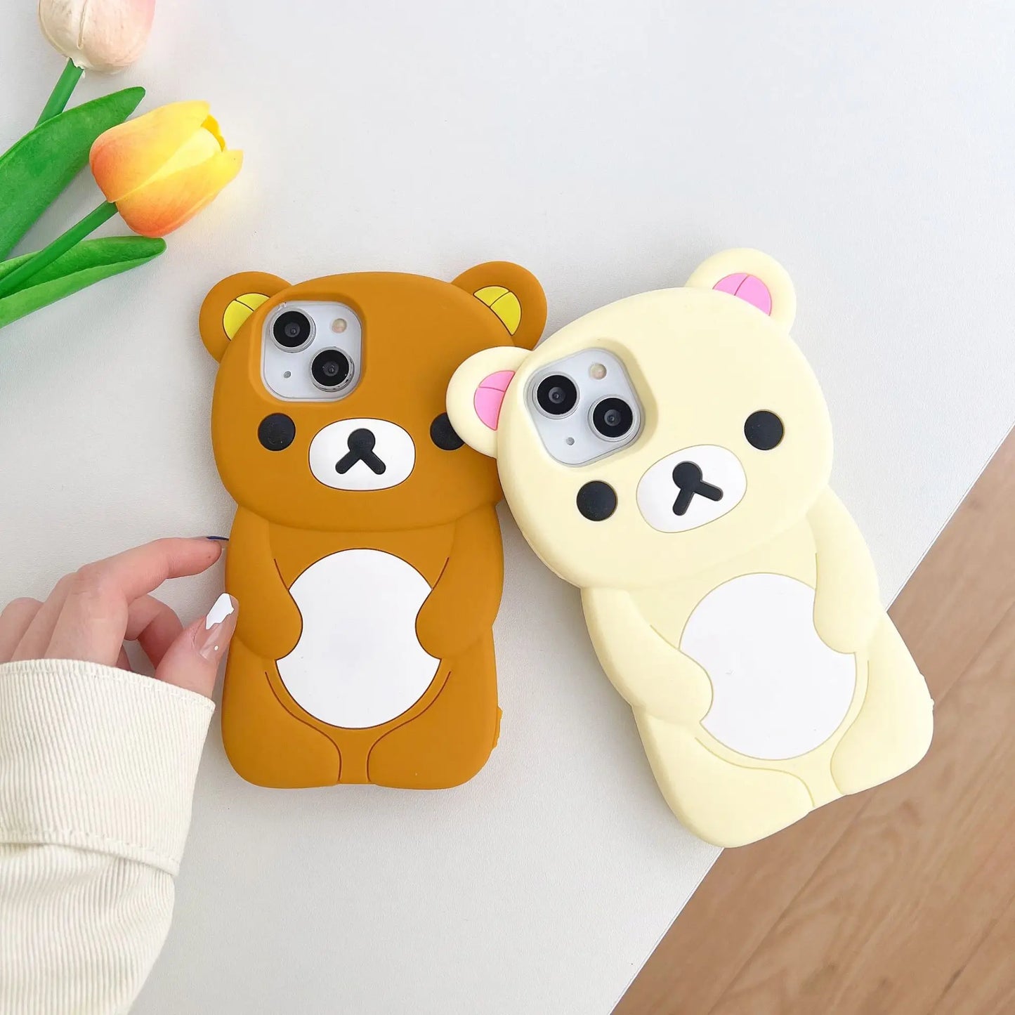 For iPhone 17 16 15 14 13 12 11 Pro Max Xs XR 6 7 8 Plus Cute Rilakkuma Bear Soft Silicone Cover Case