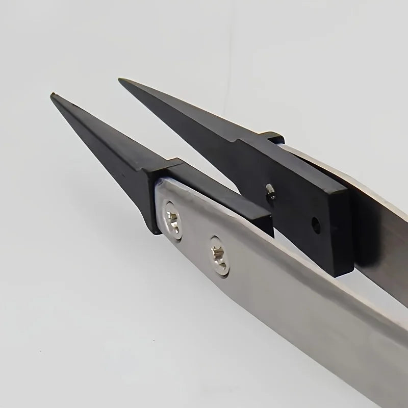 ESD anti-static precision tweezers - anti-static tips, heavy-duty metal，suitable for electronics，Electronics & Jewelry Repair