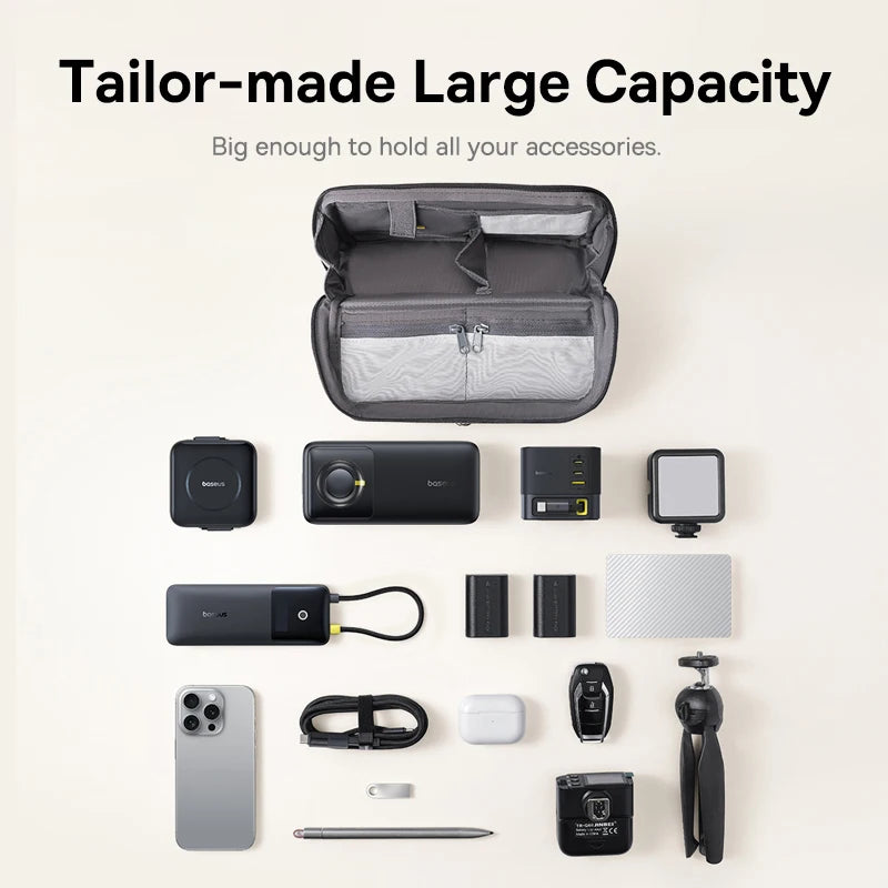 Baseus Phone Storage Bag for iPhone 17 Samsung Waterproof Digital Electronic Organizer Portable Power Bank Charger Camera Bag
