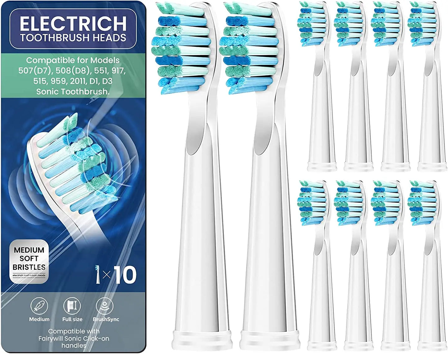Toothbrush Replacement Heads Work For Fairywill Electric Toothbrush and Teeth Care Product Teeth White 5/10/20 Pcs