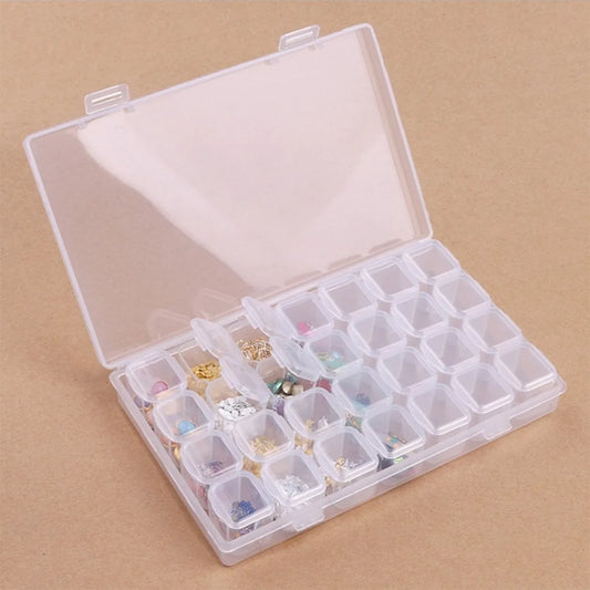 28/56 Girds Adjustable Plastic Storage Box Beads Ring Pendant Box for Jewelry Nail Art Diamond Painting Accessories Container