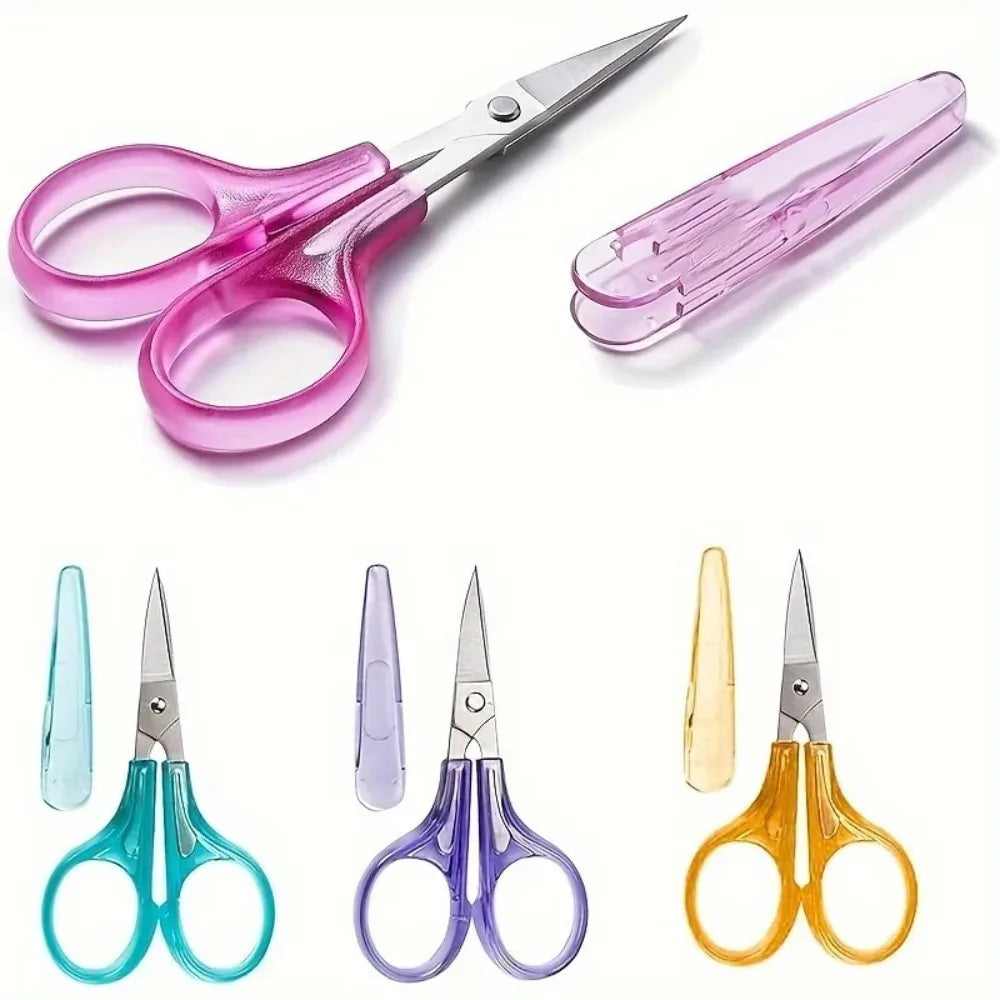 Portable Travel Craft Scissors 1PC Compact Precision Stainless Steel Blade Scissors With Protective Cap Office Stationery