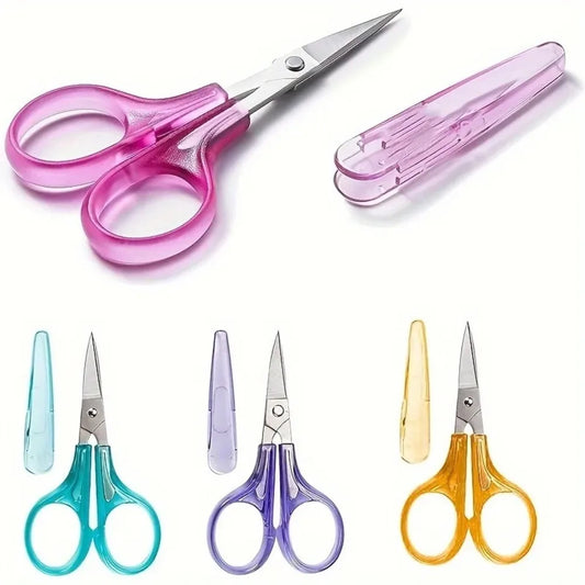 Portable Travel Craft Scissors 1PC Compact Precision Stainless Steel Blade Scissors With Protective Cap Office Stationery
