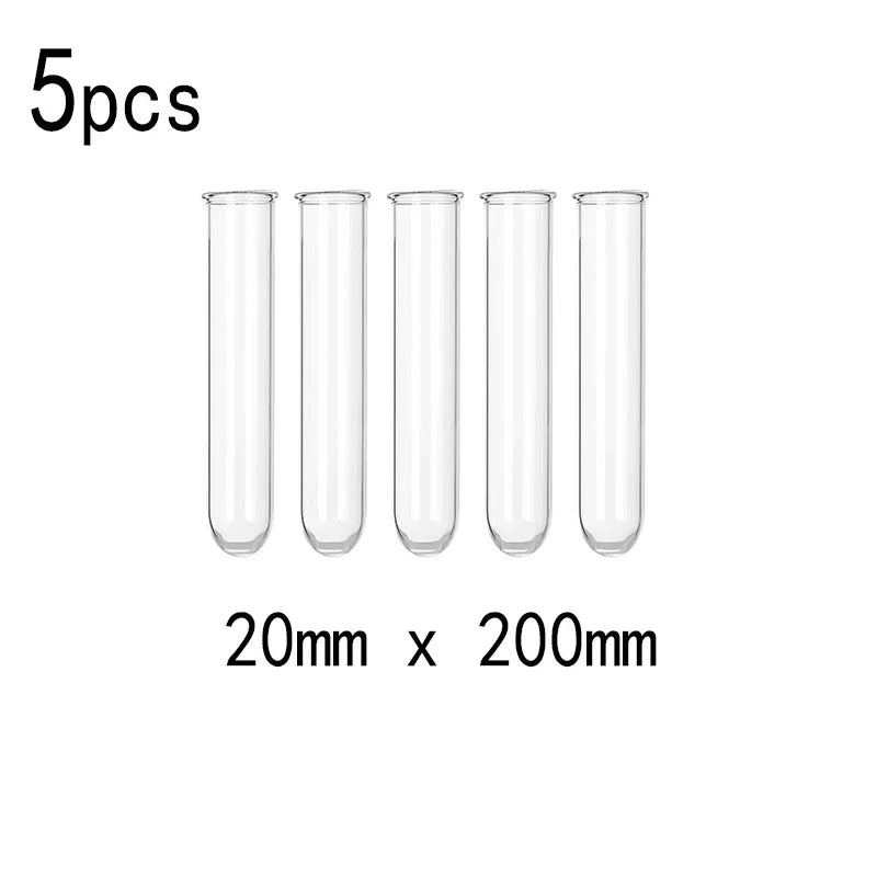 5pcs Borosilicate Glass Test Tubes, 75-300mm clear U-Bottom for Laboratory Science Experiments & School Education Supplies