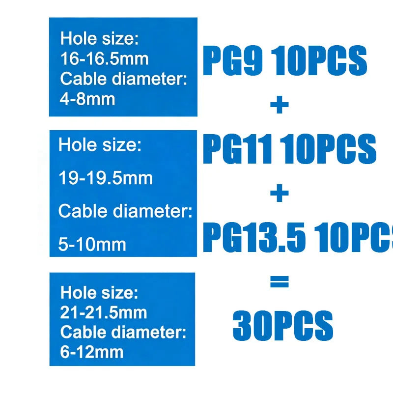 Cable Gland M8 M10 M12 M16 M20 PG7 PG9 PG11 PG16 Waterproof Cable Glands Plastic Nylon Cable Connector IP68 for Electrica Wire