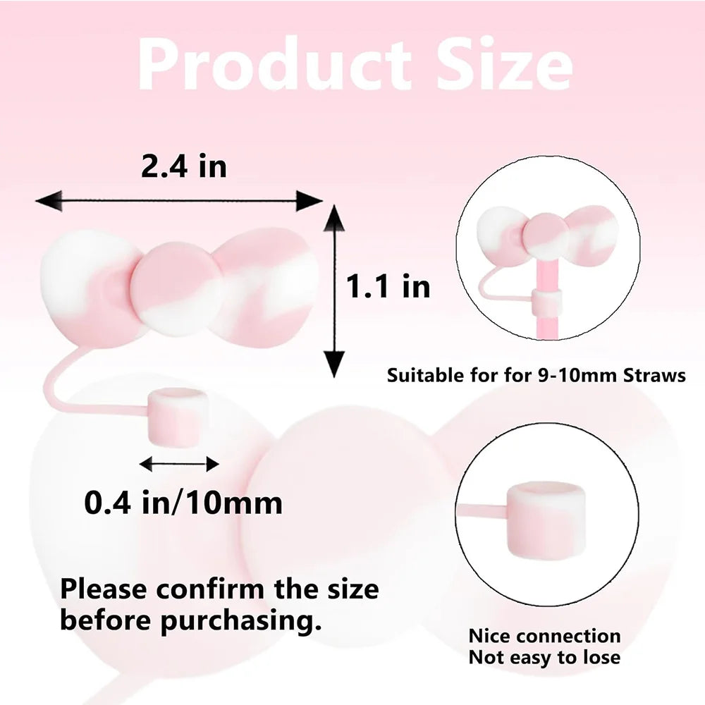 Lovely Bow straw covers cap Toppers For stanley 30&40 02 Tumbler CupReusable Cute silicone straw Tips Lids Protect Covers New