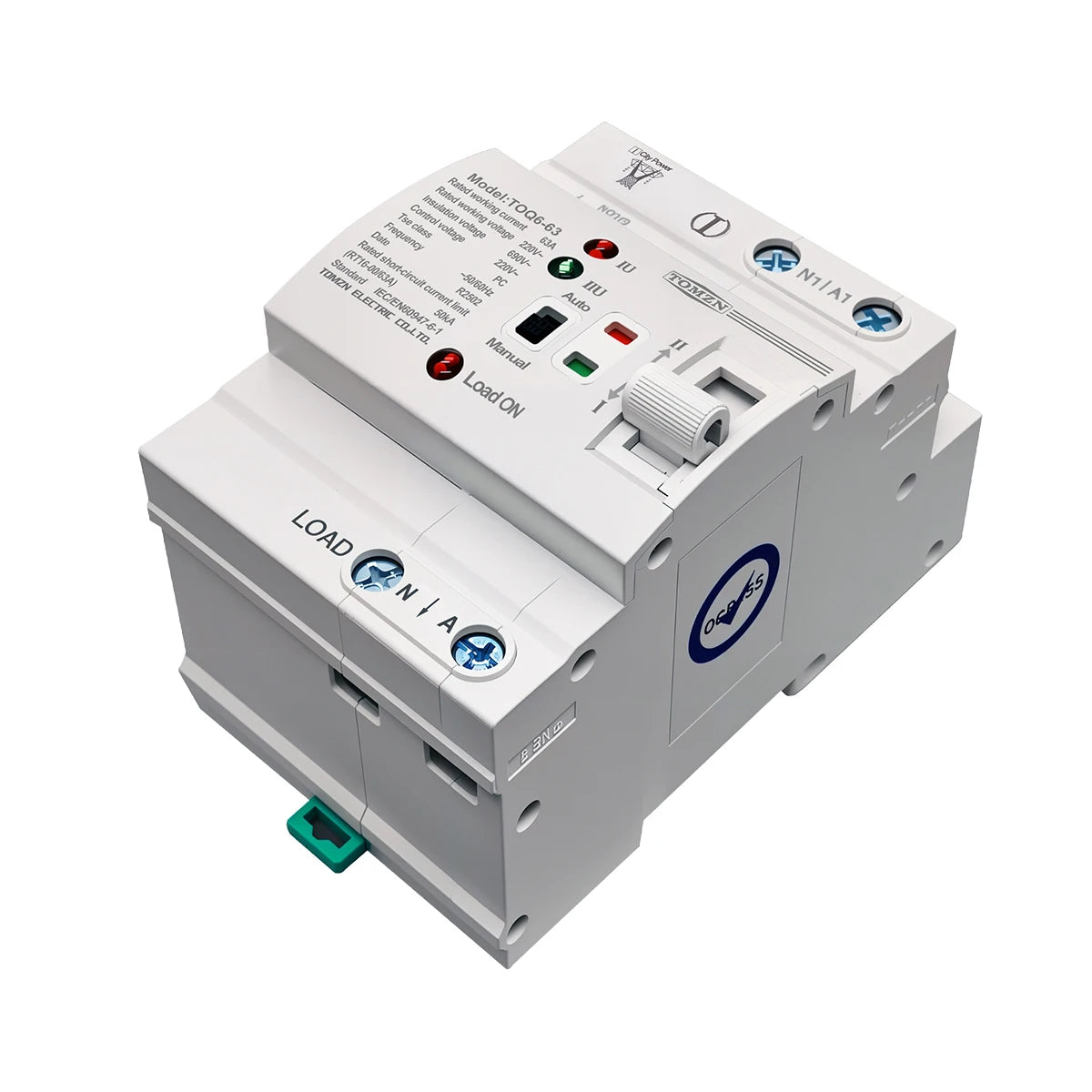 TOMZN Din Rail Small Size PV ATS 2P4P 63A 230V Dual Power Automatic Transfer Electrical Selector Switch Uninterrupted