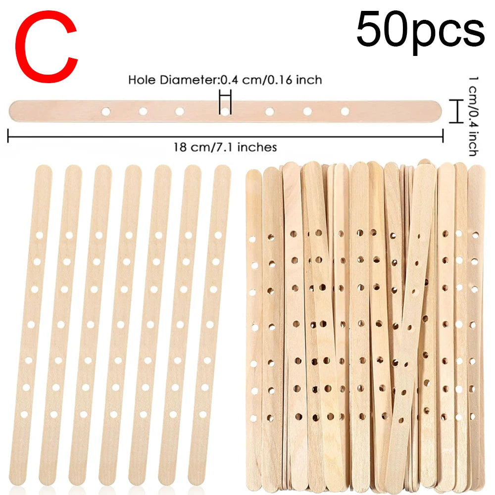 10/20/50pcs Wooden Candle Wick Holders Candles Mold Fixed Bracke Porous Wooden Holders Centering Device Bar for Candle Making