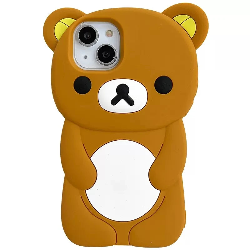 For iPhone 17 16 15 14 13 12 11 Pro Max Xs XR 6 7 8 Plus Cute Rilakkuma Bear Soft Silicone Cover Case