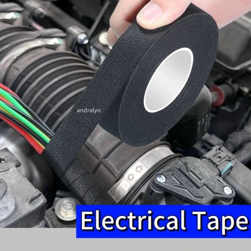 15 Meter Heat-resistant Flame Retardant Tape Adhesive Cloth Tape For Car Cable Harness Wiring Loom Protection Width 9/15/19/25MM