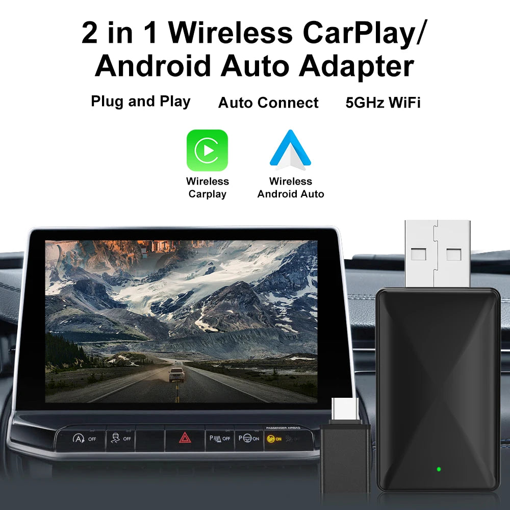 Original FLIXIVI Carplay Android Auto 2in1 CAR PLAY Wireless Carplay for Cars Plug and Play Wired To Wireless Smart Car Systems