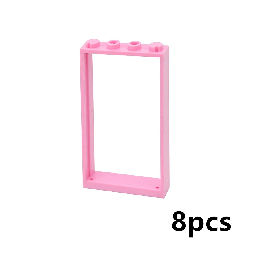 City Window Building Blocks MOC House Door Frame Glass Bricks Parts Compatible 60594  60616 60621 60596 MOC Educational Parts Fo