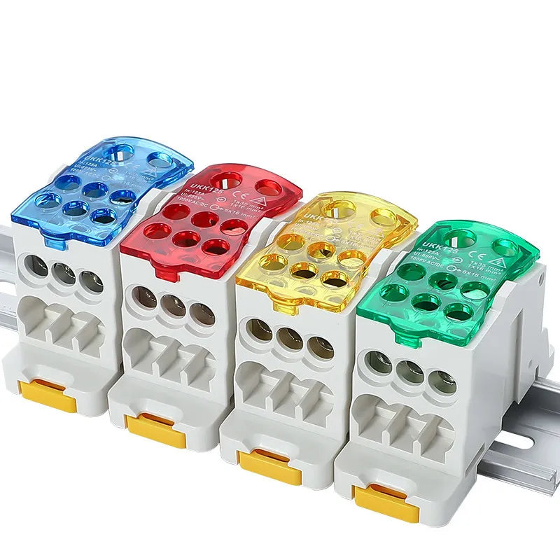 UKK Din Rail Terminal Block Power Distribution Box 80A‑400A One In Multiple Out Electrical Wire Connector Junction Box for Circu