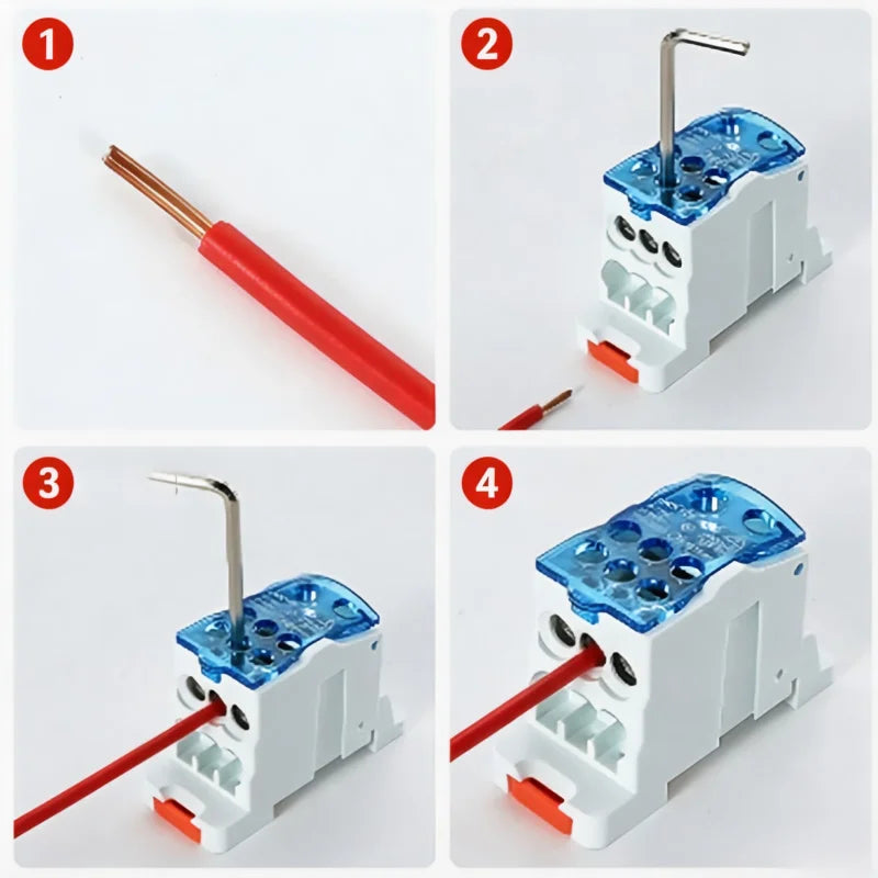 UKK Din Rail Terminal Block Power Distribution Box 80A‑400A One In Multiple Out Electrical Wire Connector Junction Box for Circu
