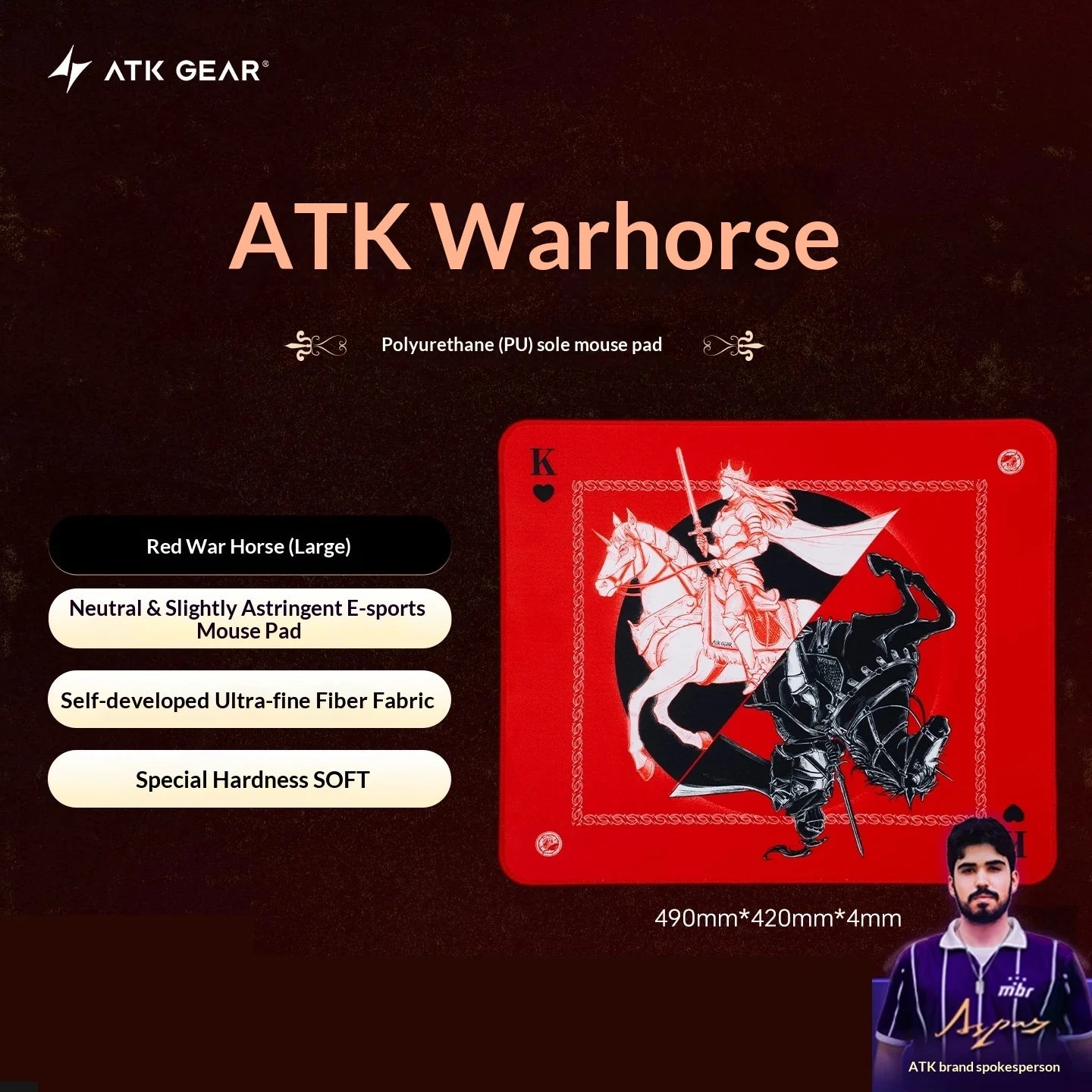 Genuine ATK Warhorse Battle Riding Mouse Pad Original Illustration E-Sports Fps Game Office Dedicated Fearless Contract Delta