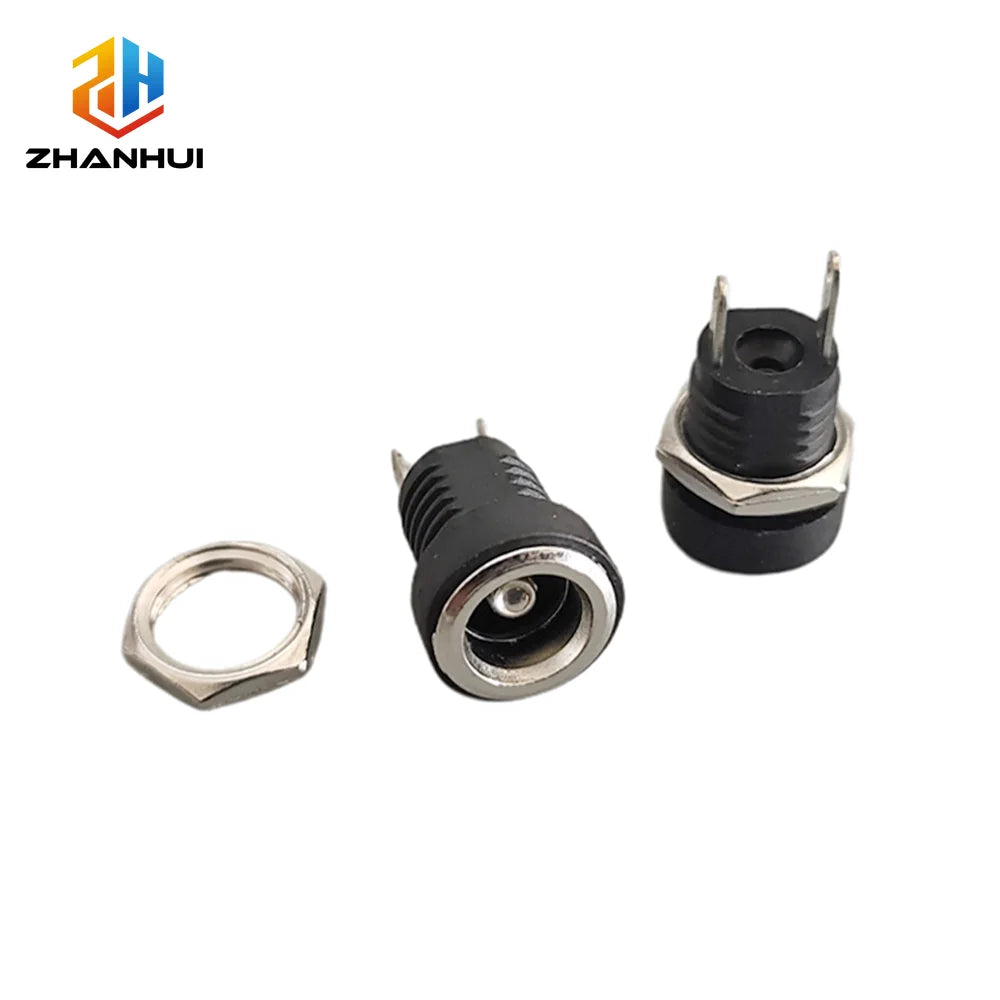 5/10pcs DC-022B DC Power Female Socket 3.5x1.3mm 5.5x2.1mm 5.5*2.5mm 2Pin Jack Hole Panel Mount Connector Adapter