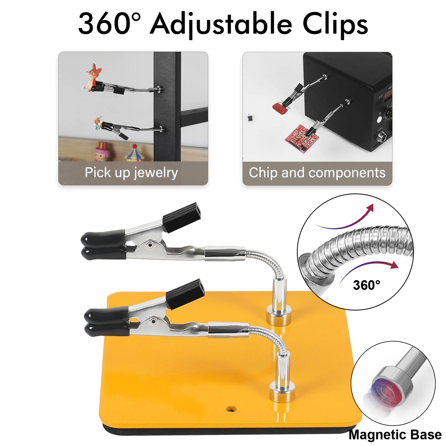 Toolour Magnetic Helping Hands Soldering Tool Press Adjust Distance PCB Clip Solder Wire Holder for Soldering/Electronics Repair