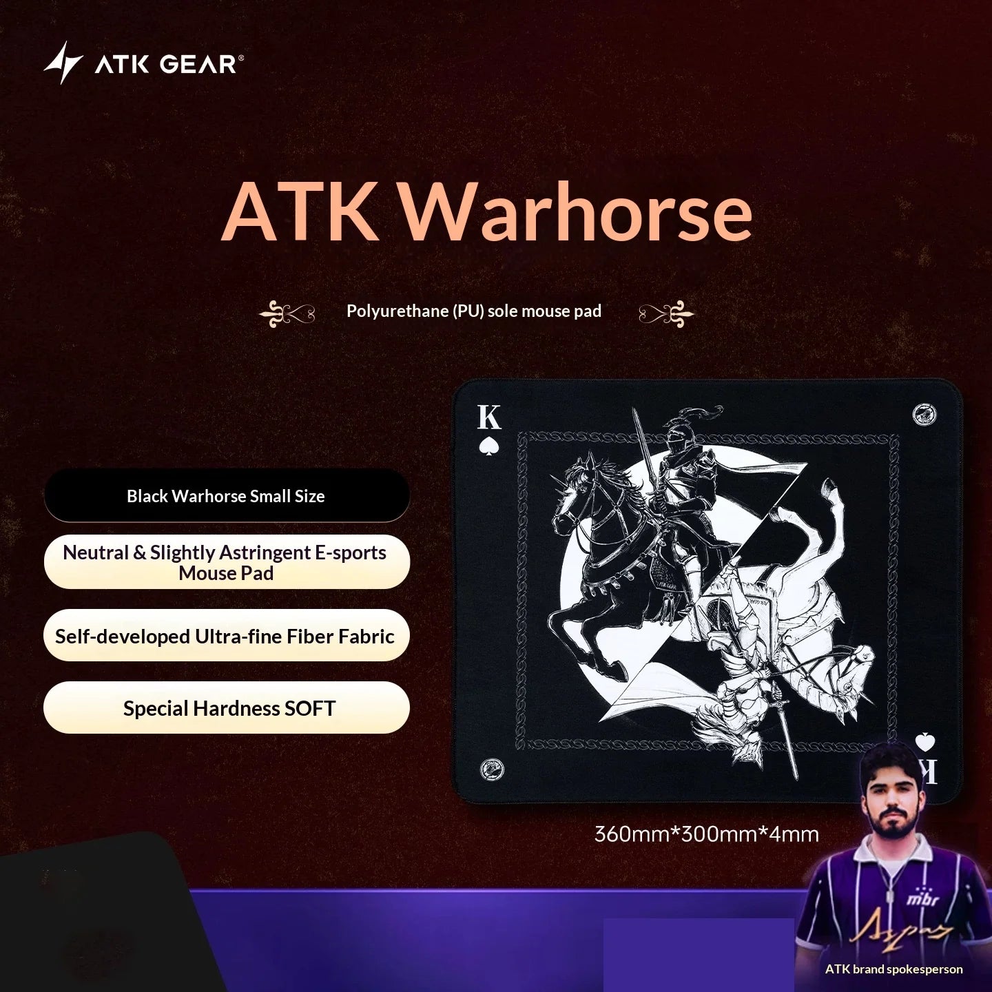 Genuine ATK Warhorse Battle Riding Mouse Pad Original Illustration E-Sports Fps Game Office Dedicated Fearless Contract Delta
