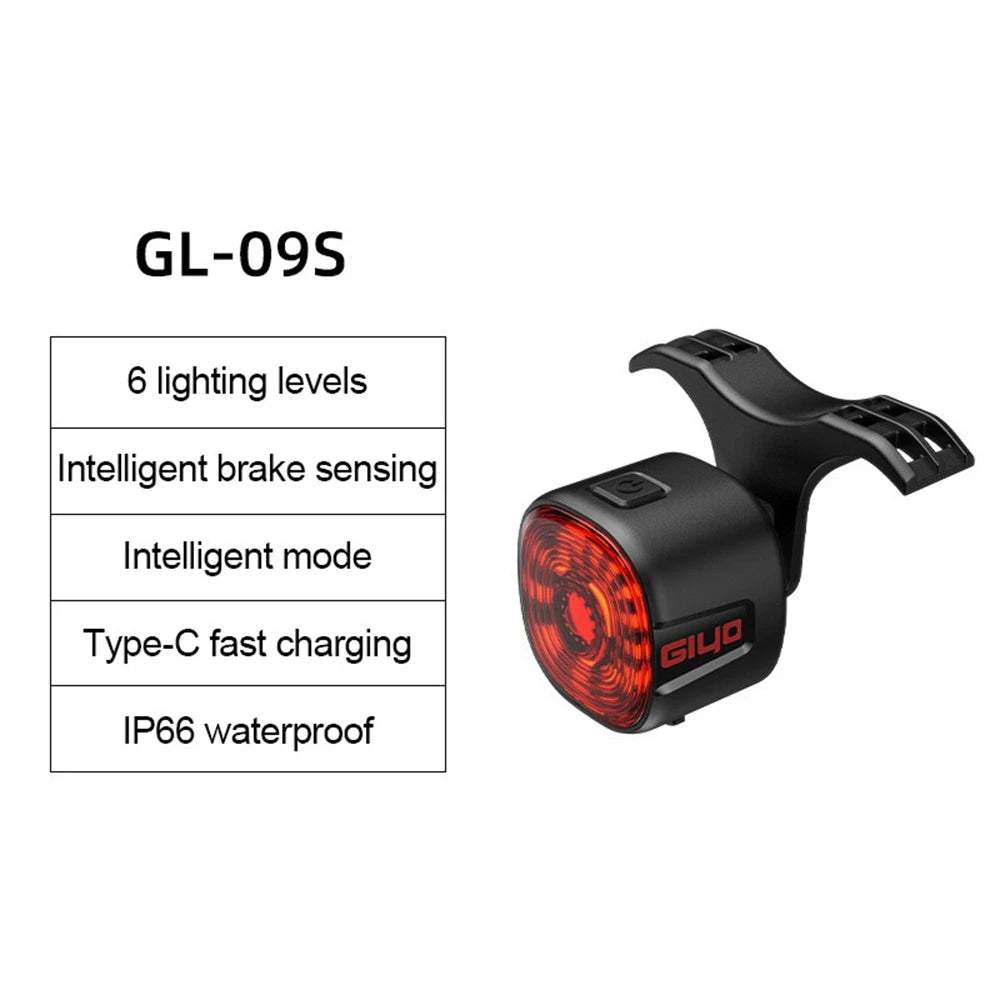 Bicycle Smart Brake Rear Light Auto on/Off Stop Signal Brake MTB Road Bike LED Taillight Type-C Charge Cycling Safety Flash Lam