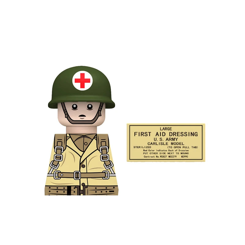 Military US Army Soviet Figures Soldiers MOC Building Blocks Medic Sniper Rifle Bunijon Hat Helmets Children's Toy Gift B145