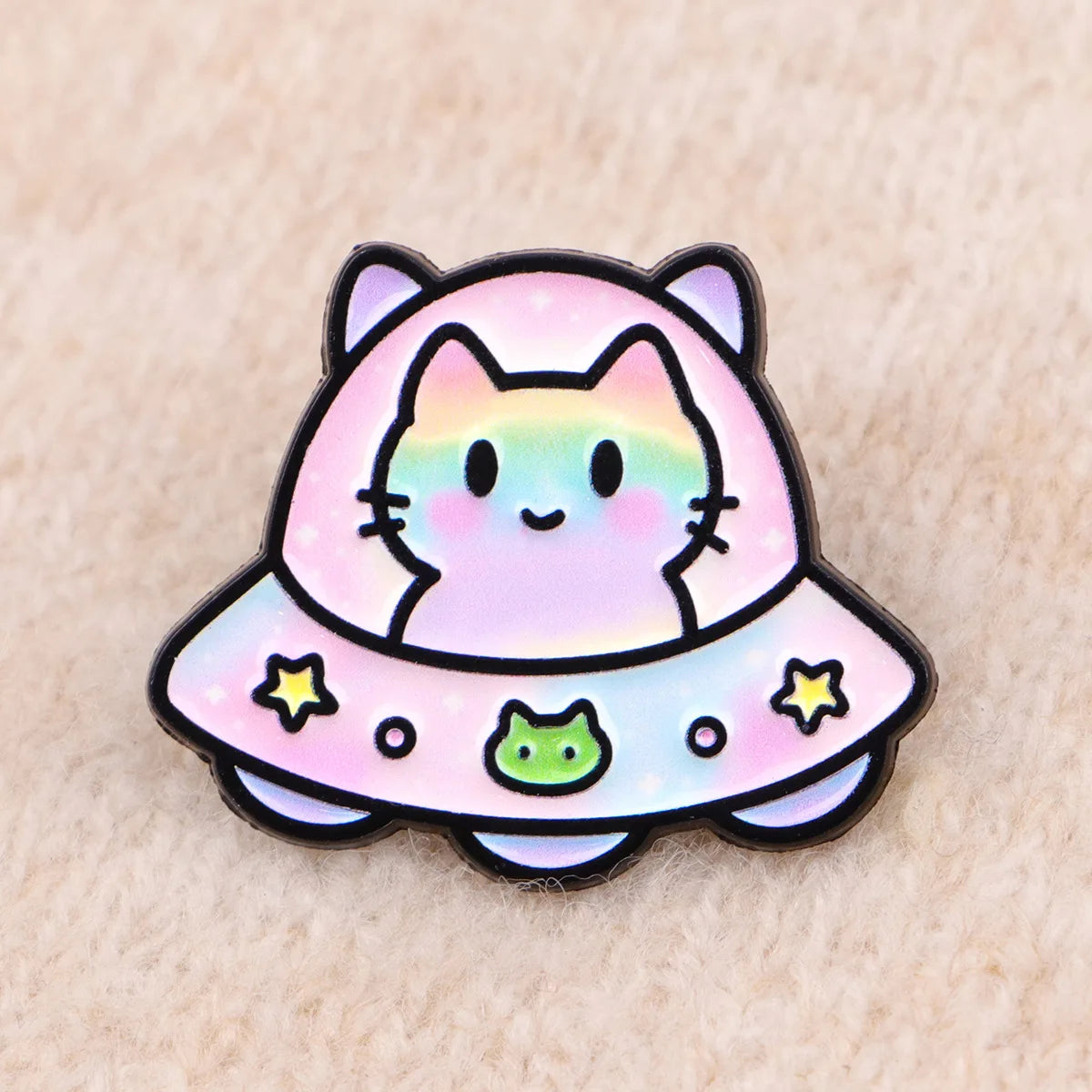 Starry Night Cat Silhouette Brooch - Van Gogh Style Art Enamel Pin Badge Fashion Jewelry Gifts