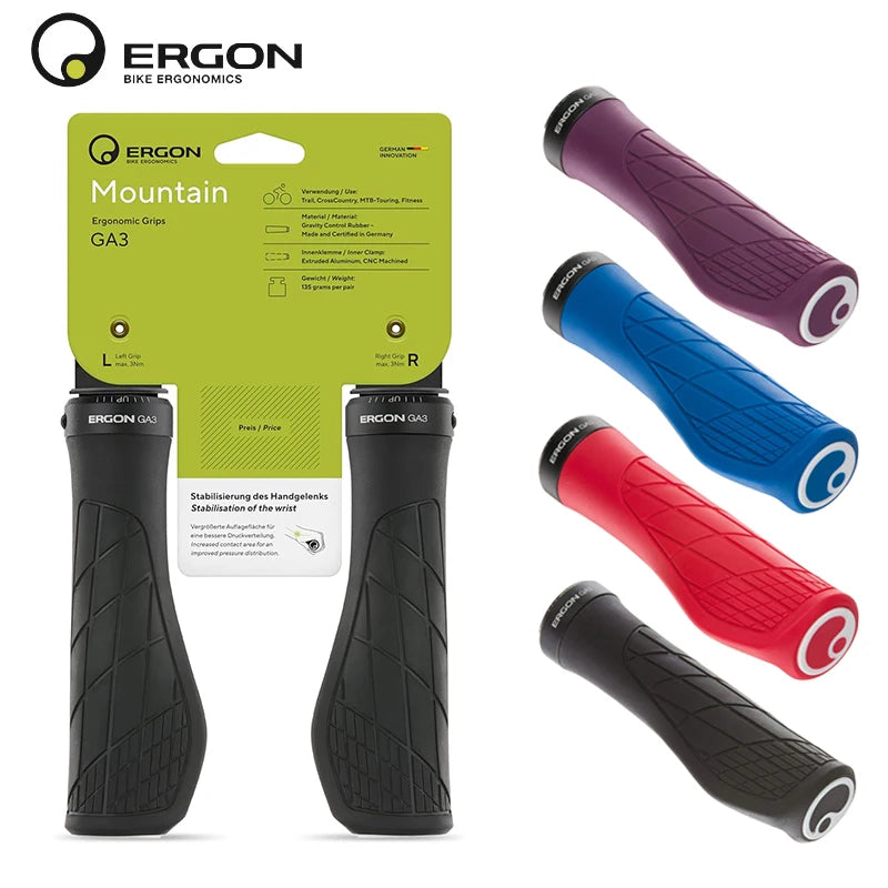 Ergon GA3 Ergonomic All-Mountain Bike Grips Comfort & Wrist Support for MTB Trail Non-Slip Mountain Road Bike Handle Accessories