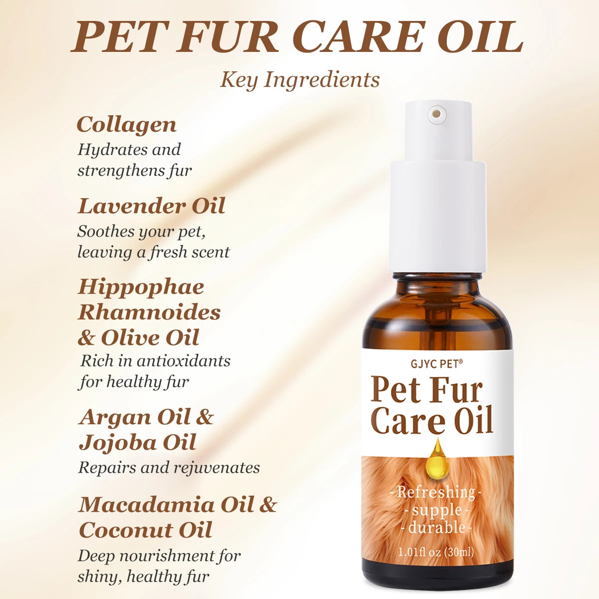 Gentle Pet Fur Care Oil Plant-Based Formula Leave-In Conditioner Detangles Reduces Shedding Boosts Coat Shine For Dogs Cats