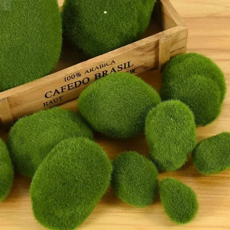10Pcs Artificial Moss Stone Green Moss Balls Moss Rocks DIY Micro Landscape Flower Pot Garden Decor Crafts Xmas Ornament Gifts