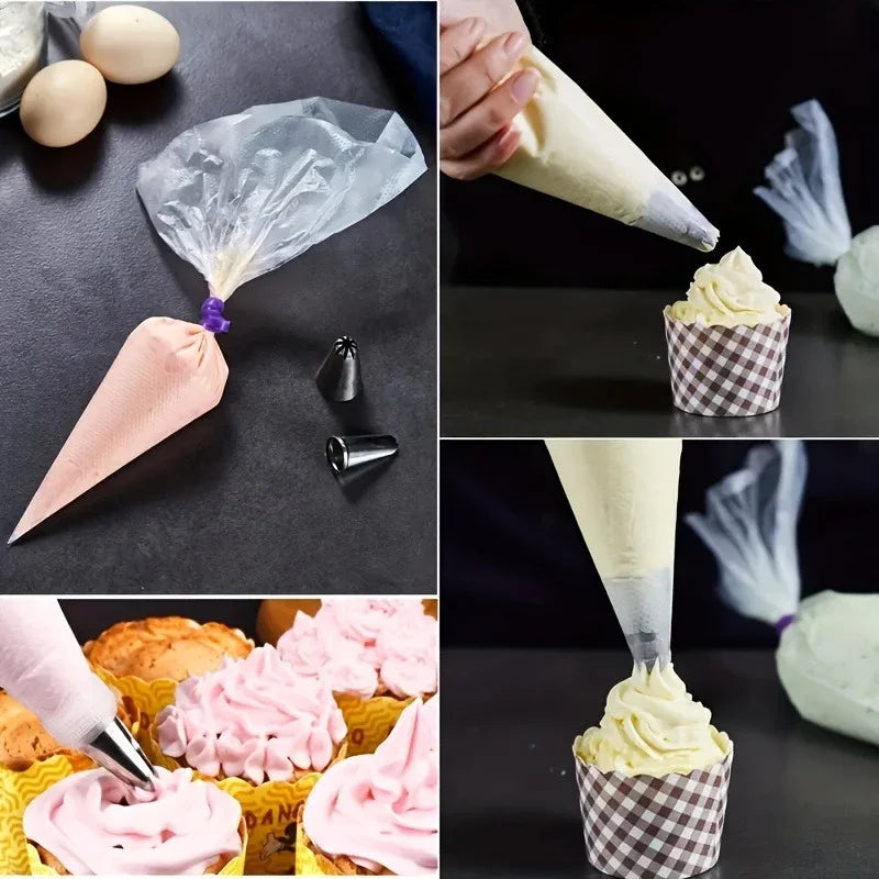 100PCS Disposable Pastry Bags, Extra Strong&Leak-Proof Piping Bags for Cake Decorating,Baking,Icing,and Crafts–Durable&Food Safe