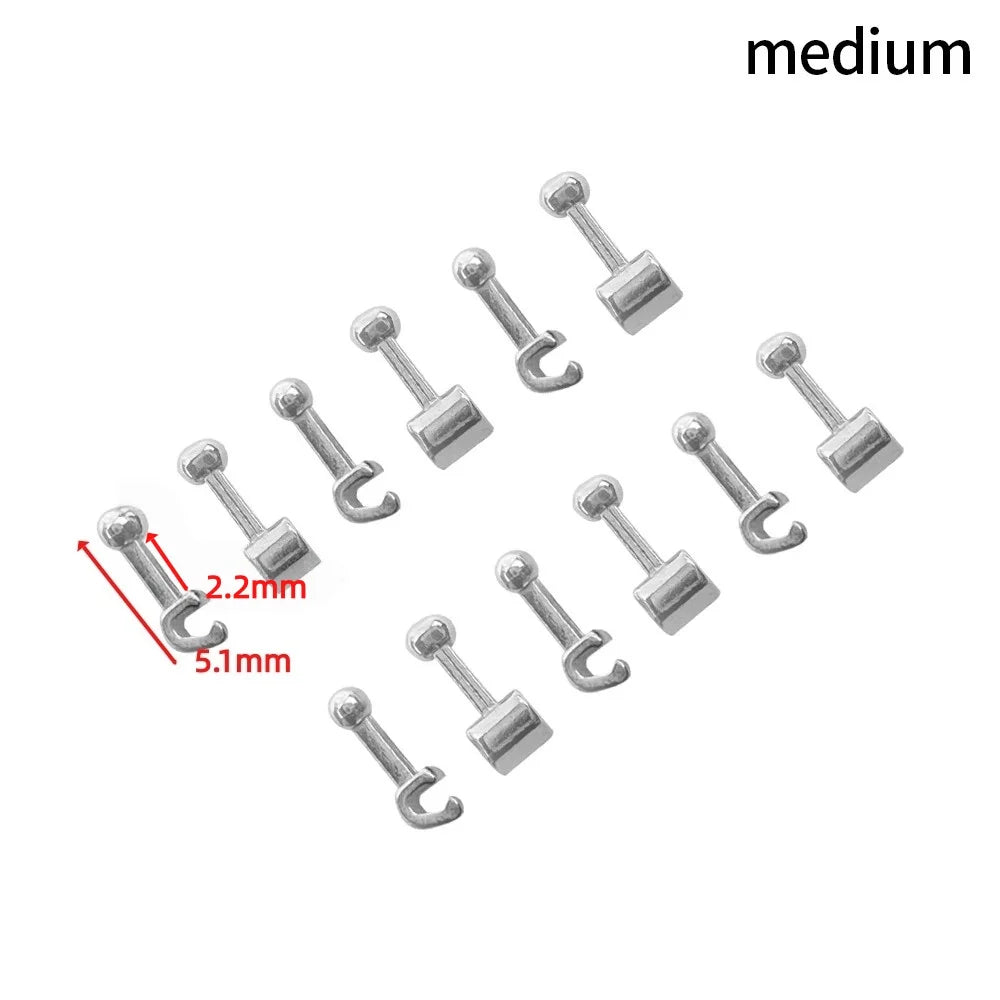 10Pcs/Pack Dental Crimpable Hooks Cross Tube Long Short Right/Left Stainless Steel Multi-function Durable Easy Use Ortho Tools
