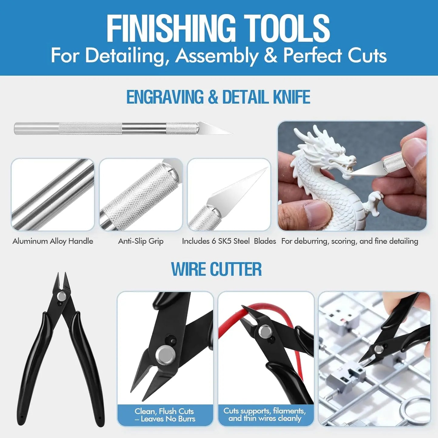 40PCS 3D Printer Tools, Scraper, Files, Wire Cutter, Craft Knife, Wrench,for 3D Printing Cleaning, Finishing and Removing