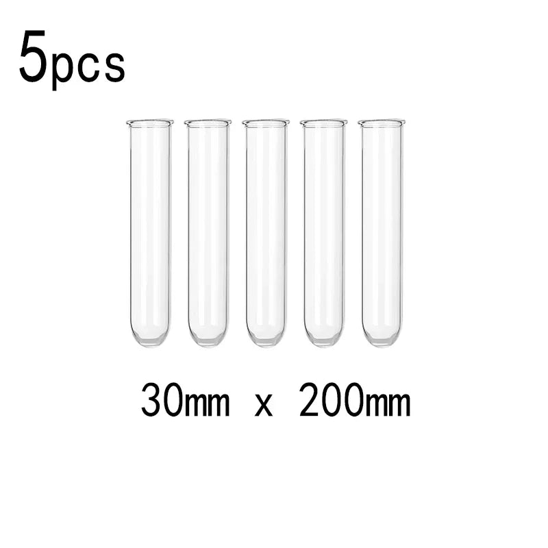 5pcs Borosilicate Glass Test Tubes, 75-300mm clear U-Bottom for Laboratory Science Experiments & School Education Supplies