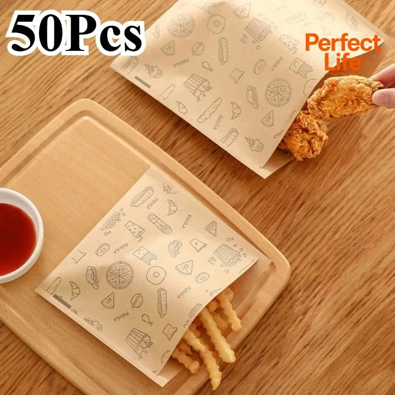 50/100 Pcs Greaseproof PaperDisposable Food Bags Packaging Baking Papers Disposable Packaging Baking Paper Kitchen Accessories